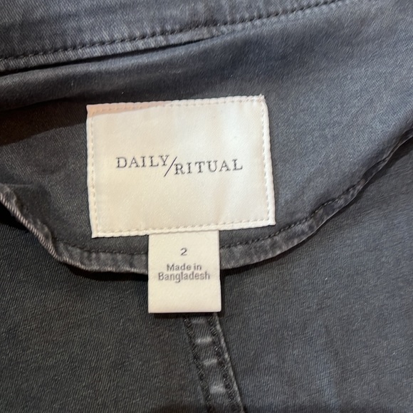 Daily Ritual Dark Navy Gray Denim Moto Jacket with Drawstring Waist size 2 - Picture 7 of 13